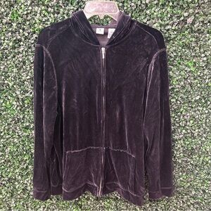 Real Clothes Black Velour Tracksuit Jacket - Size 12